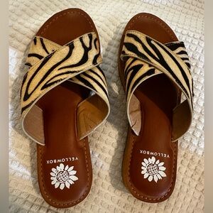 Yellow Box Zebra Print Sandals - Black and Tan